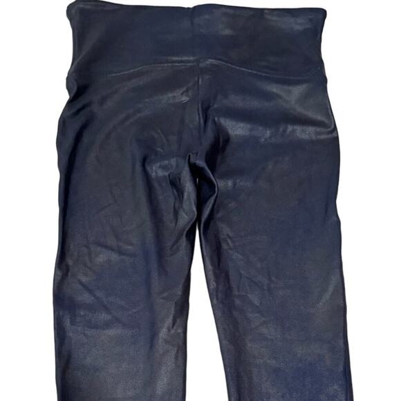 Spanx Faux Leather Leggings High Waisted Smoothing Sleek Dark Blue Size Large - Picture 6 of 9